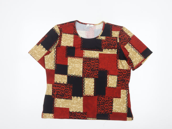 Frankenwalder Women's Multicoloured Geometric Short Sleeve T-Shirt Size 12