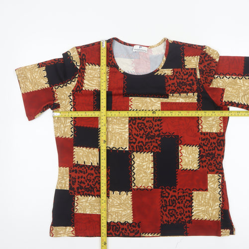 Frankenwalder Women's Multicoloured Geometric Short Sleeve T-Shirt Size 12