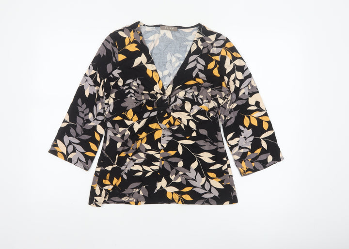 KENAR Women's Multicoloured Floral V-Neck Wrap Blouse Size 12
