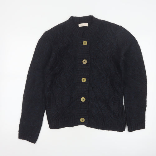 Marks and Spencer Women’s Navy Blue Cable-Knit Button Cardigan Size 12
