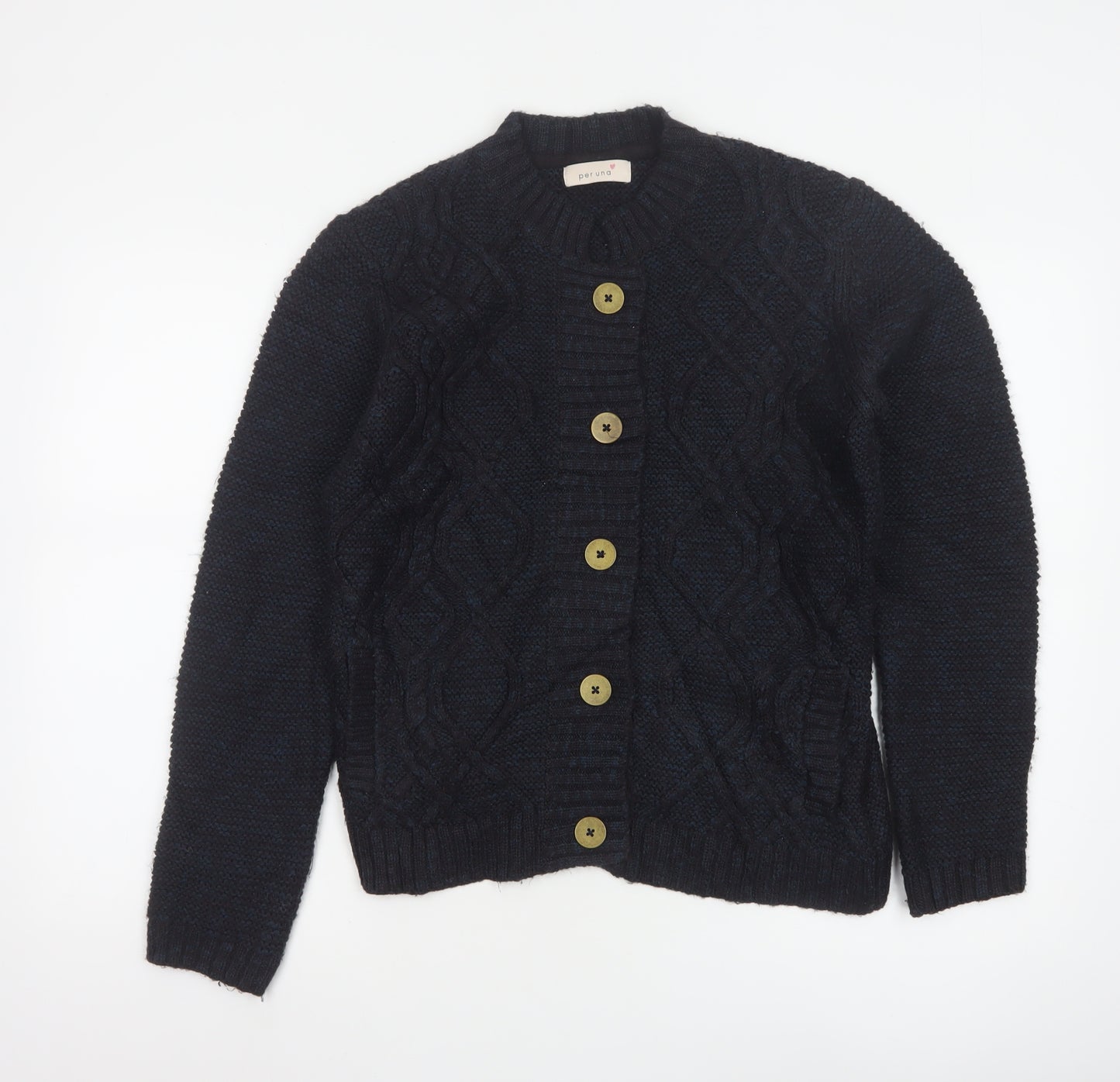 Marks and Spencer Women’s Navy Blue Cable-Knit Button Cardigan Size 12