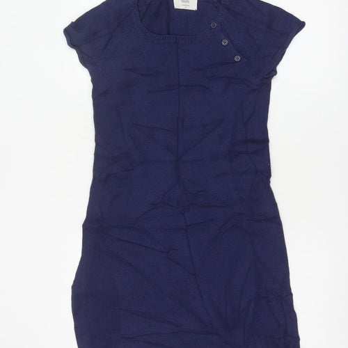 Hush Women Blue Knit Short Sleeve Bodycon Dress S