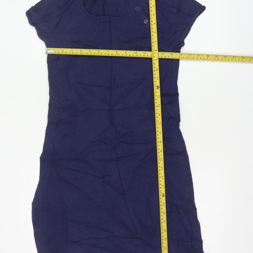 Hush Women Blue Knit Short Sleeve Bodycon Dress S