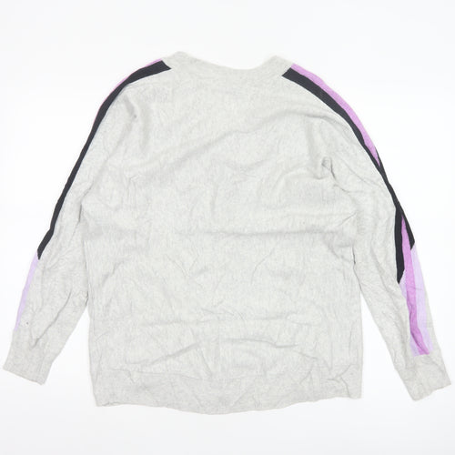 Mint Velvet Women's Grey V-Neck Long Sleeve Pullover Jumper Size M