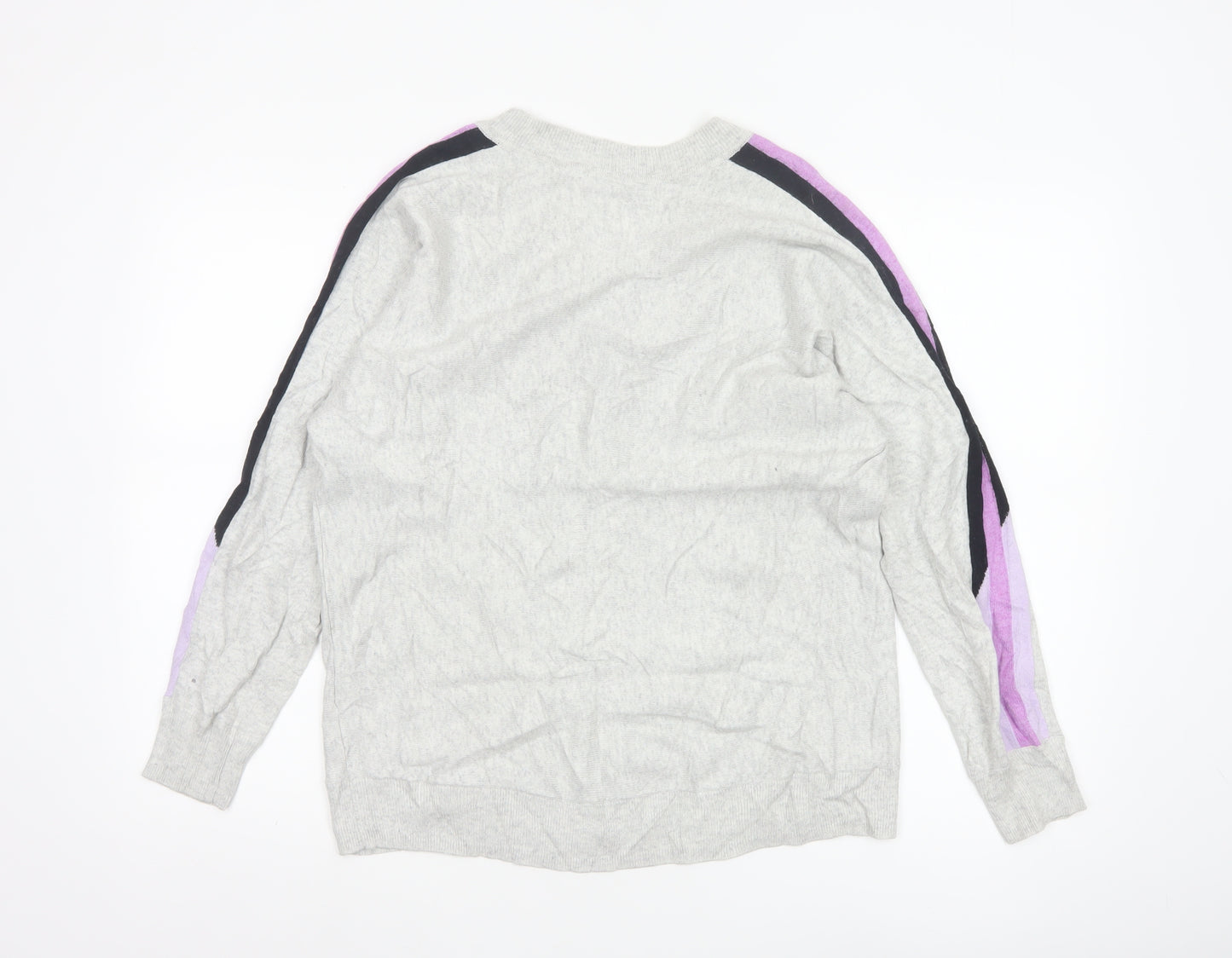 Mint Velvet Women's Grey V-Neck Long Sleeve Pullover Jumper Size M