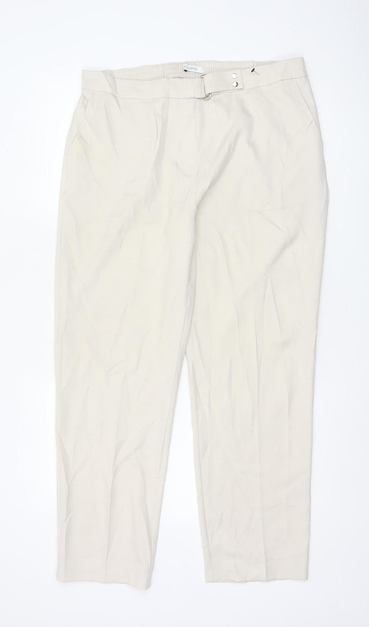 Marks and Spencer Women Beige Size 16 Pleated Trousers