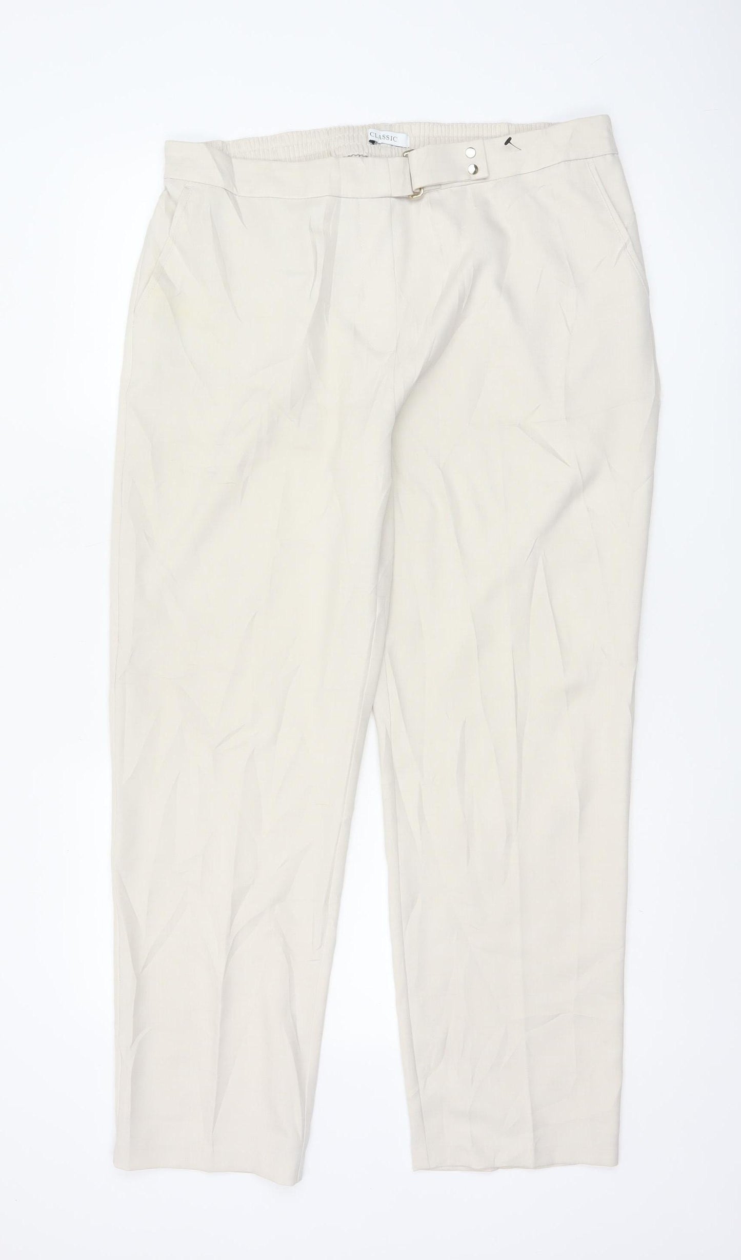 Marks and Spencer Women Beige Size 16 Pleated Trousers