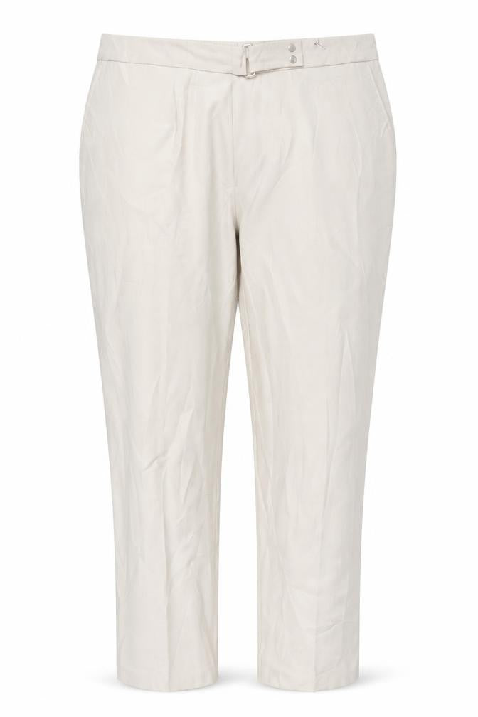 Front view of Marks & Spencer Women Beige, size 16, Pleated Trousers