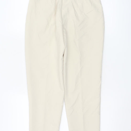 Zara Women Beige High Waist Tapered Trousers XS Polyester Blend