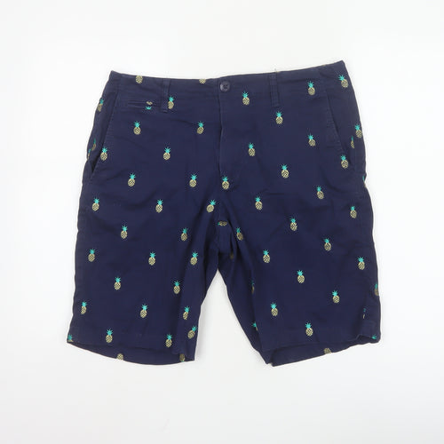 Cambridge Dry Goods Men's Blue Pineapple Embroidered Chino Shorts Size 34