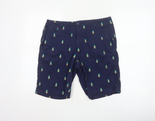 Cambridge Dry Goods Men's Blue Pineapple Embroidered Chino Shorts Size 34