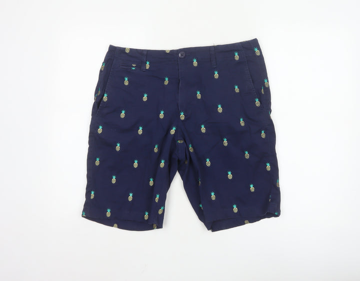 Cambridge Dry Goods Men's Blue Pineapple Embroidered Chino Shorts Size 34
