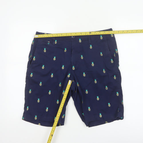 Cambridge Dry Goods Men's Blue Pineapple Embroidered Chino Shorts Size 34