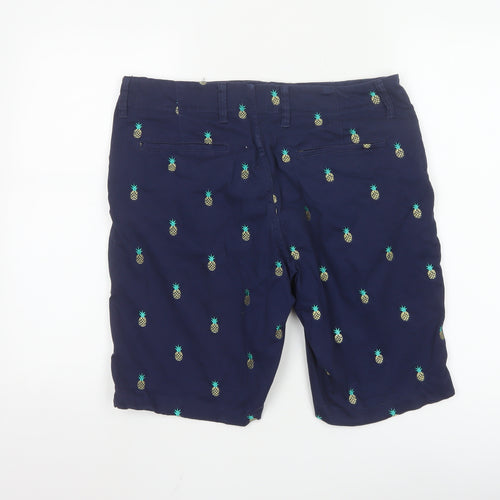 Cambridge Dry Goods Men's Blue Pineapple Embroidered Chino Shorts Size 34