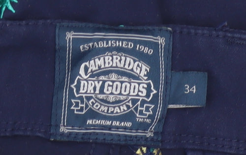 Cambridge Dry Goods Men's Blue Pineapple Embroidered Chino Shorts Size 34