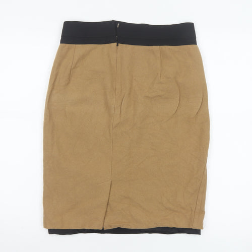 DKNY Women Beige Wool Pencil Skirt Size 6 Knee Length