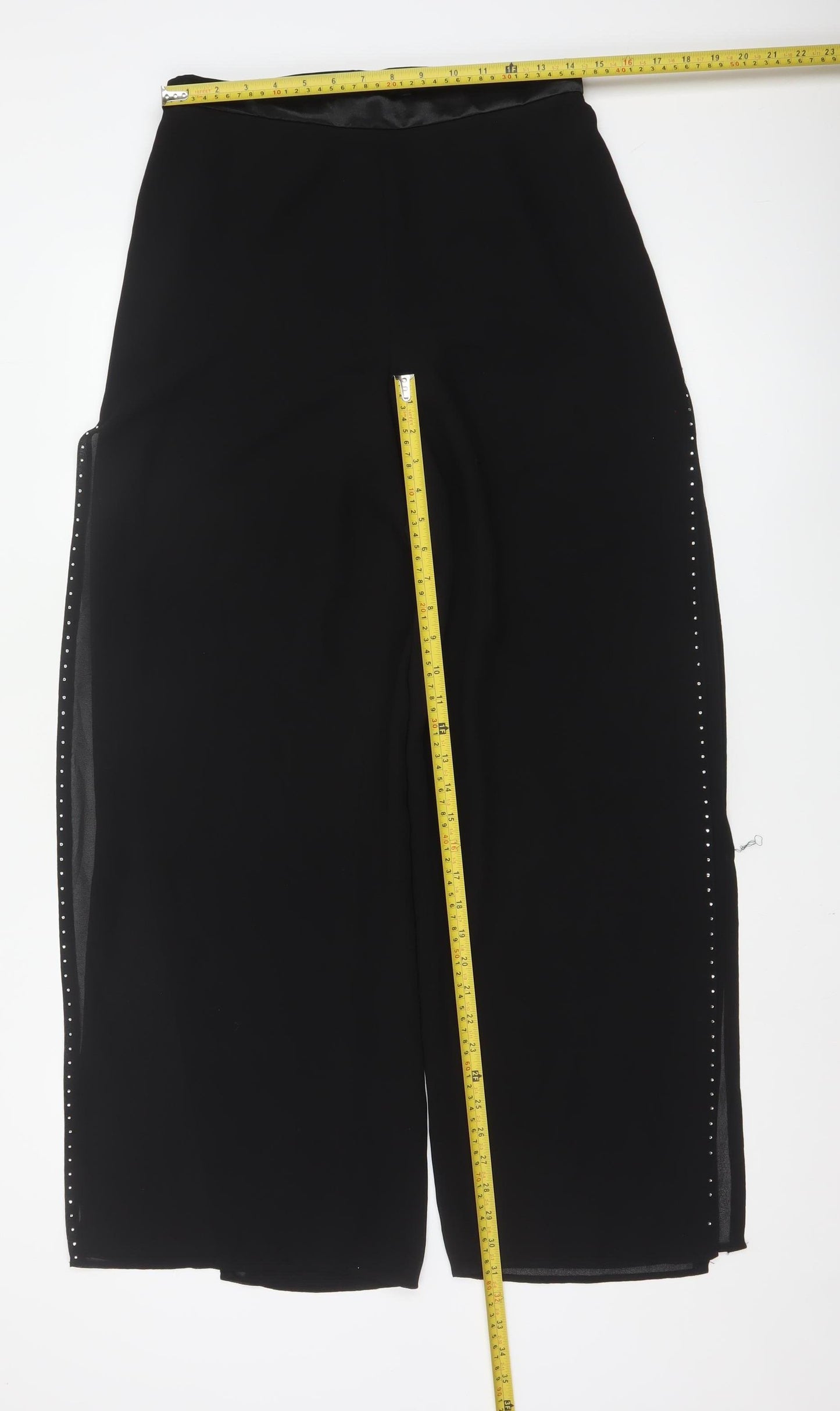 Roman Originals Women Black Size 12 Wide-Leg Studded Trousers