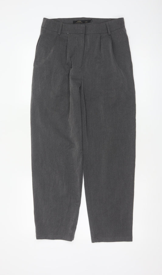 VNOOK Women Grey Chino Trousers L High Rise Pleated Tapered