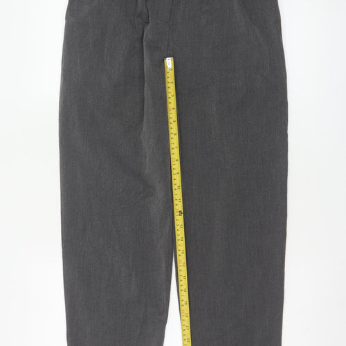 VNOOK Women Grey Chino Trousers L High Rise Pleated Tapered