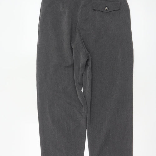VNOOK Women Grey Chino Trousers L High Rise Pleated Tapered