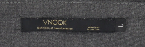 VNOOK Women Grey Chino Trousers L High Rise Pleated Tapered