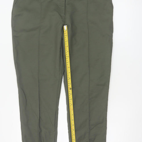 Oasis Womens Khaki Cotton Blend Trousers Size 16 Classic Straight Leg