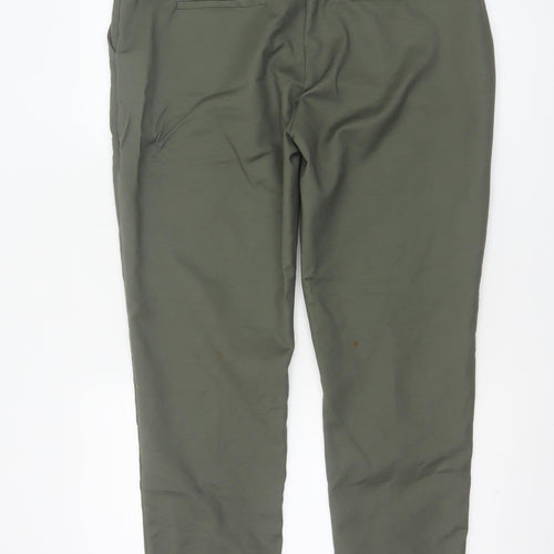 Oasis Womens Khaki Cotton Blend Trousers Size 16 Classic Straight Leg