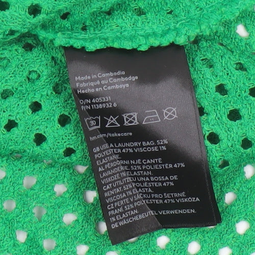 H&M Women Green Collared Crochet Knit Blouse Size S