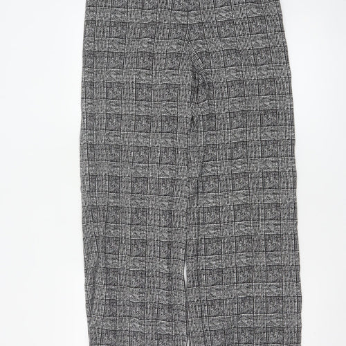 Marks and Spencer Women's Grey Check Trousers Size 10 Tall