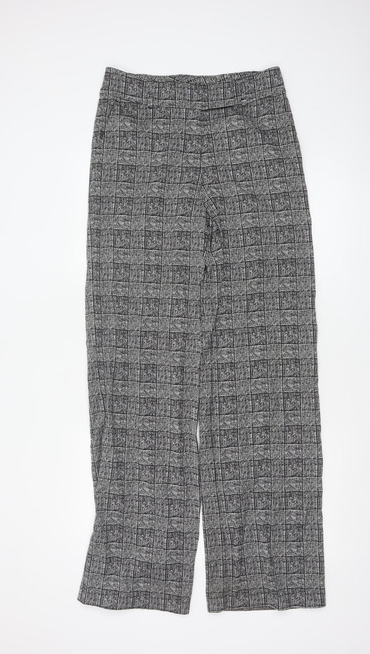 Marks and Spencer Women's Grey Check Trousers Size 10 Tall