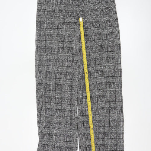 Marks and Spencer Women's Grey Check Trousers Size 10 Tall