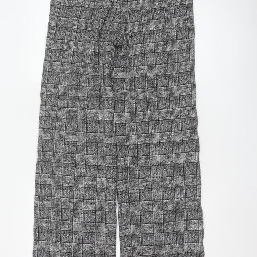 Marks and Spencer Women's Grey Check Trousers Size 10 Tall