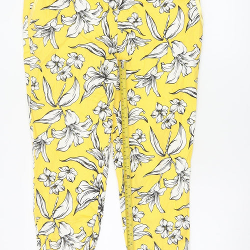 Tu Women’s Yellow Floral Cropped Slim Trousers Size 14S