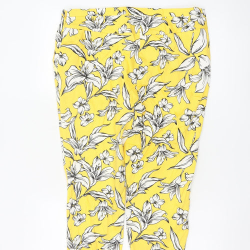Tu Women’s Yellow Floral Cropped Slim Trousers Size 14S