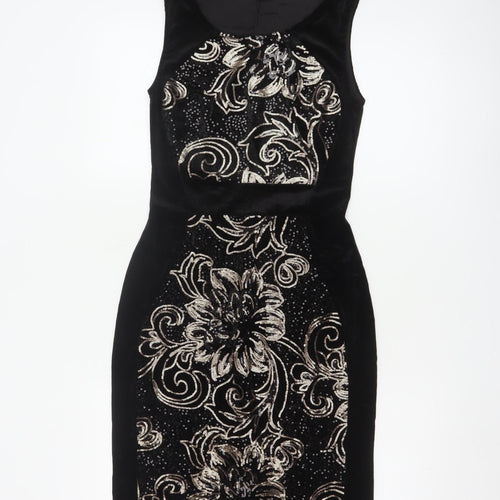 Quiz Women’s Black Sequin Velvet Bodycon Dress Size 8