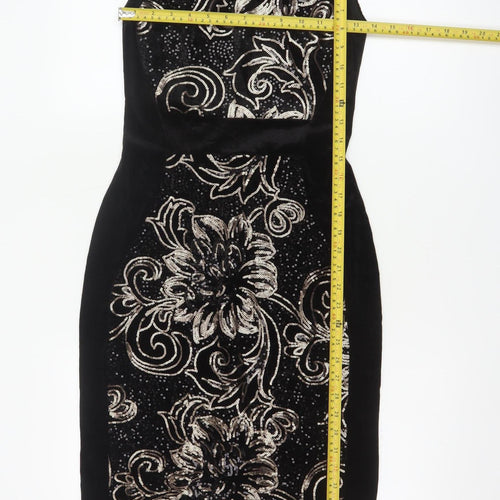 Quiz Women’s Black Sequin Velvet Bodycon Dress Size 8