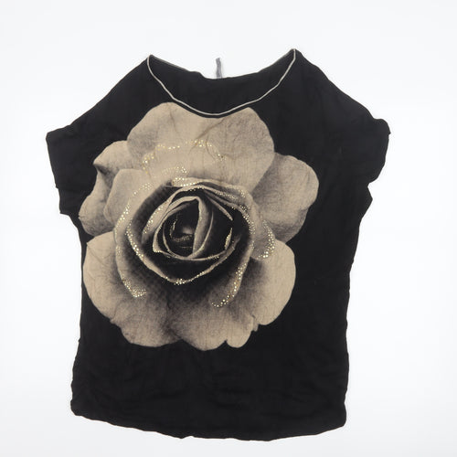 Edista Los Angeles Women Black Floral Beaded Blouse Size XL