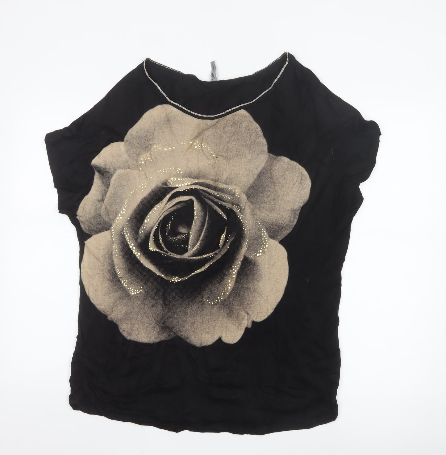 Edista Los Angeles Women Black Floral Beaded Blouse Size XL