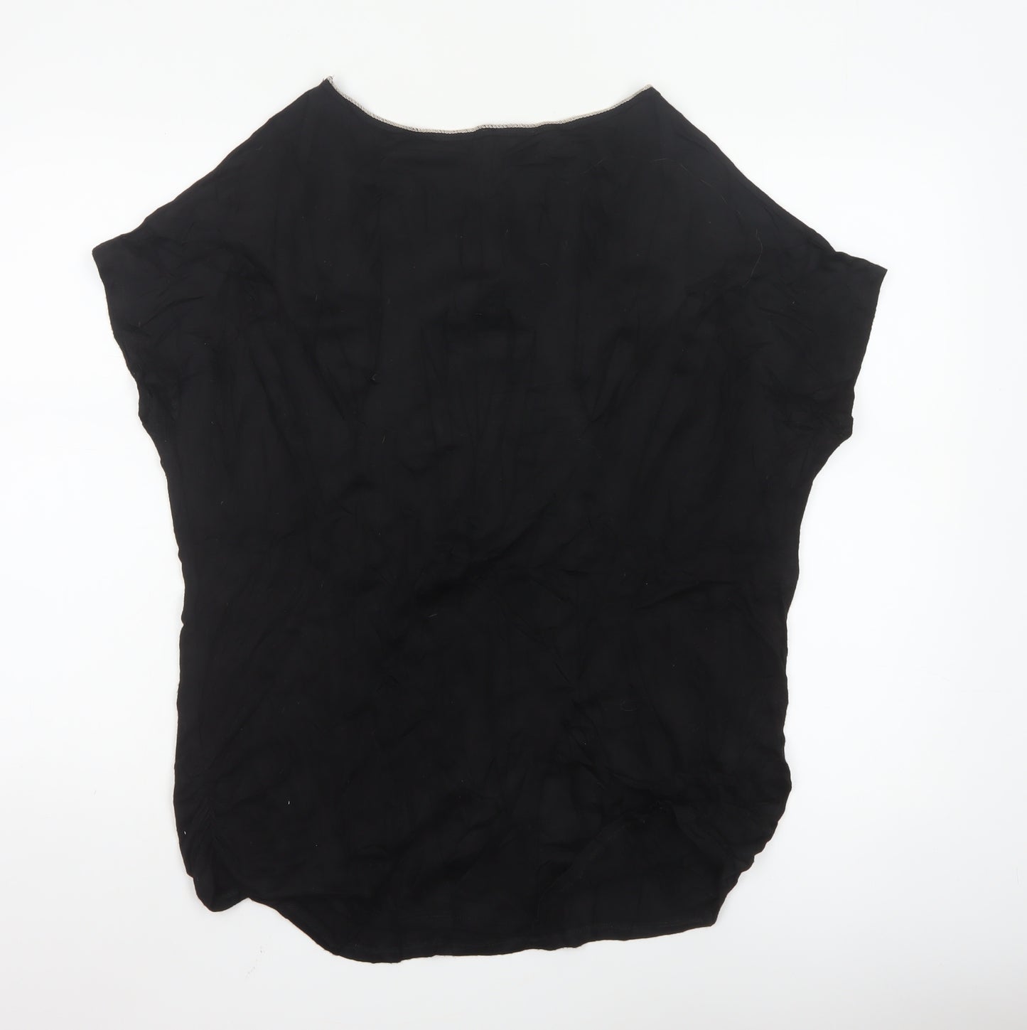 Edista Los Angeles Women Black Floral Beaded Blouse Size XL