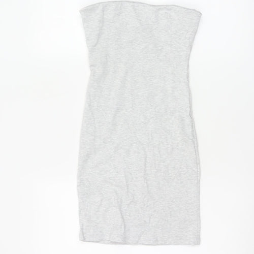 Bershka Women’s Grey Strapless Bodycon Knee Length Dress Size S