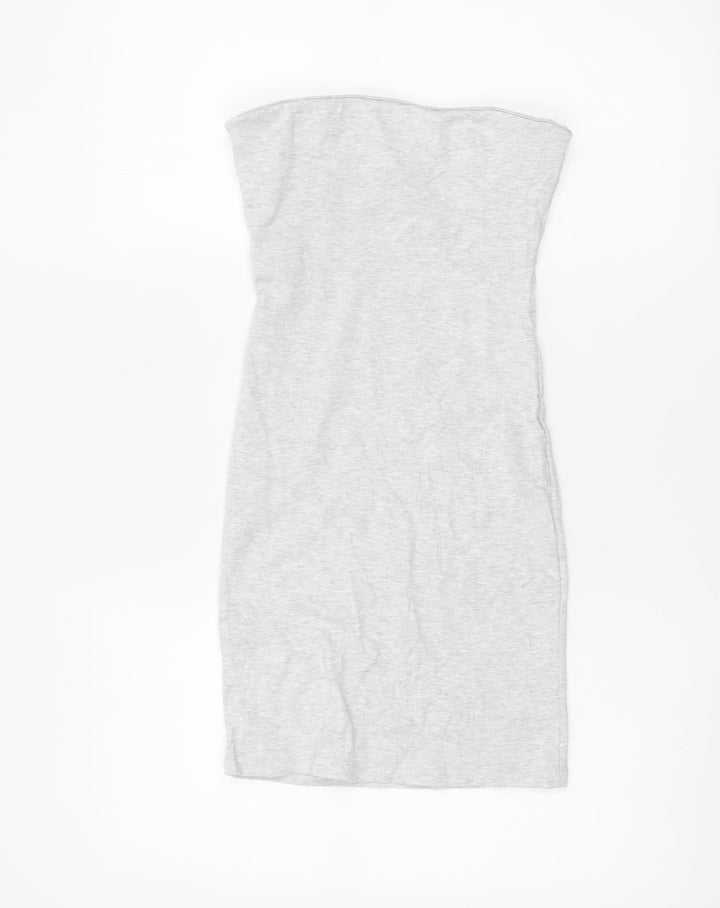 Bershka Women’s Grey Strapless Bodycon Knee Length Dress Size S