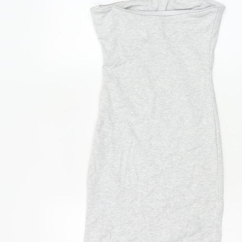 Bershka Women’s Grey Strapless Bodycon Knee Length Dress Size S