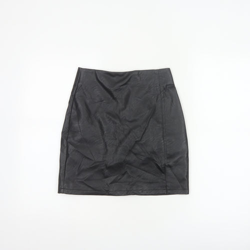 Topshop Women’s Black Faux Leather Pencil Skirt Size 4