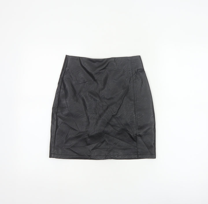 Topshop Women’s Black Faux Leather Pencil Skirt Size 4