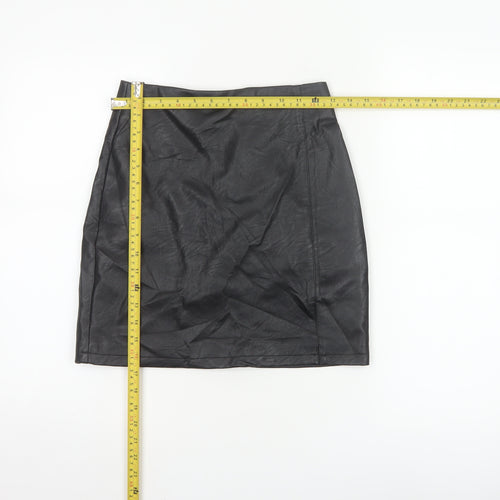 Topshop Women’s Black Faux Leather Pencil Skirt Size 4