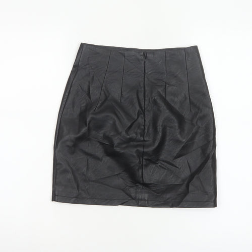 Topshop Women’s Black Faux Leather Pencil Skirt Size 4