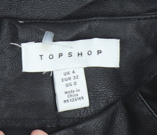 Topshop Women’s Black Faux Leather Pencil Skirt Size 4
