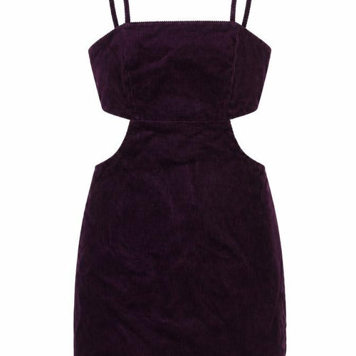 Denim Co Women Purple Bodycon Corduroy Cut Out Mini Dress Size 6