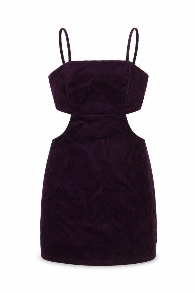 Denim Co Women Purple Bodycon Corduroy Cut Out Mini Dress Size 6