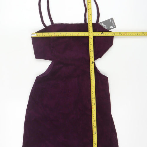 Denim Co Women Purple Bodycon Corduroy Cut Out Mini Dress Size 6